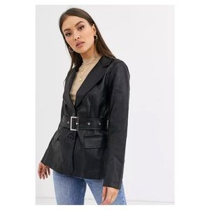 Leather Blazer Faux with belt